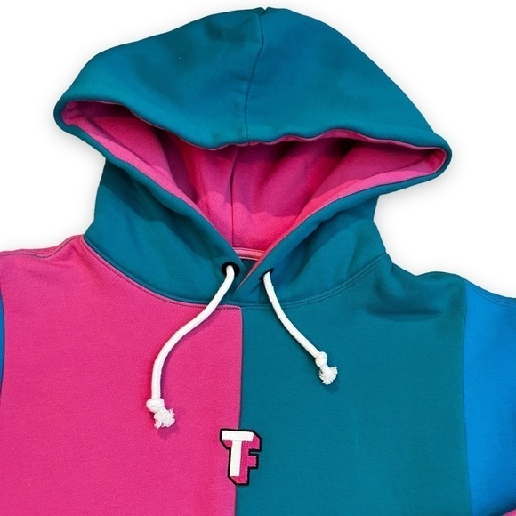 Teddy Fresh Hoodie Color Block Bubblegum Pink Blue Green Ltd Edition Retro MED - Picture 3 of 12